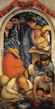 ディエゴ・リベラ Painting - 貧しい社会主義の夜 ディエゴ・リベラ